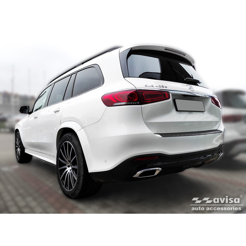 Black Stainless Steel Rear bumper protector  Mercedes GLS (X167) 2019-2023 & FL 2023- 'Ribs'
