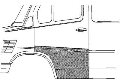 deurplaat, groot, links Mercedes W601/W602, 207D, 1977 -