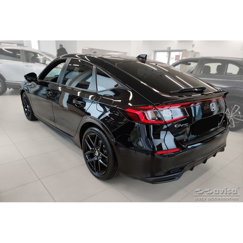 Matt Black Stainless Steel Rear bumper protector  Honda Civic XI HB 2022- 'Ribs'
