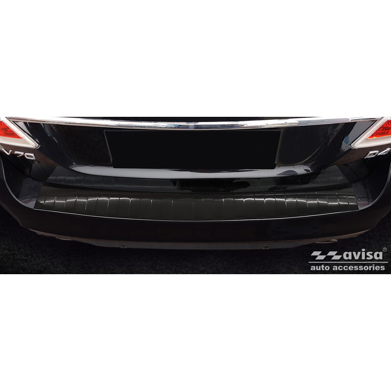 Black Stainless Steel Rear bumper protector  Volvo V70 Facelift 2013-2016 'Ribs'