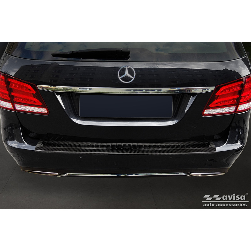 Echt 3D Carbon Achterbumperprotector  Mercedes E-Klasse Kombi FL 2013-2016 'Ribs'