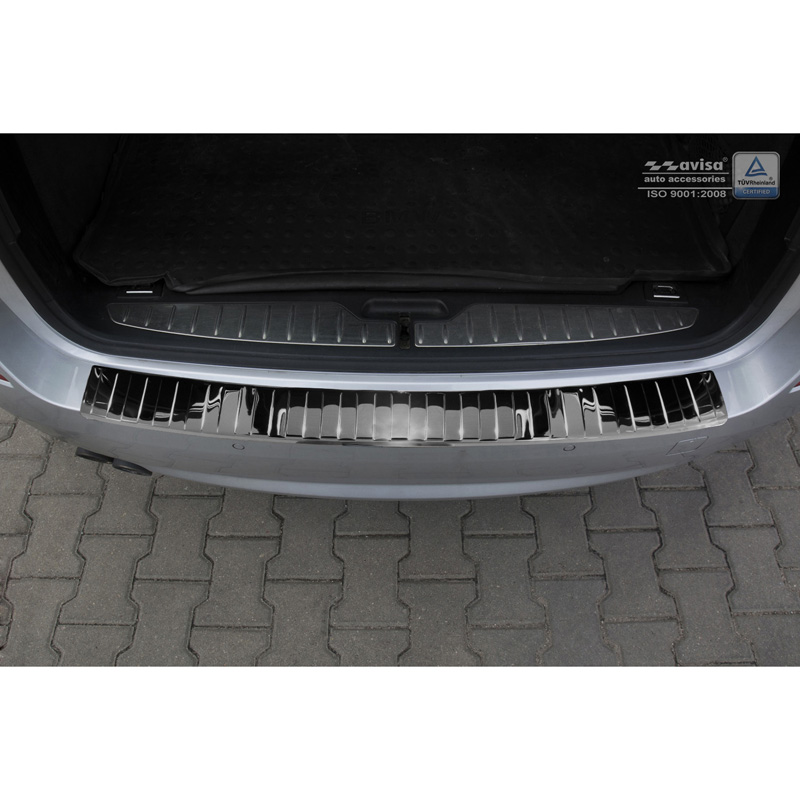 Black Mirror Stainless Steel Rear bumper protector  BMW 5-Series F11 Touring 2010-2016 'Ribs'