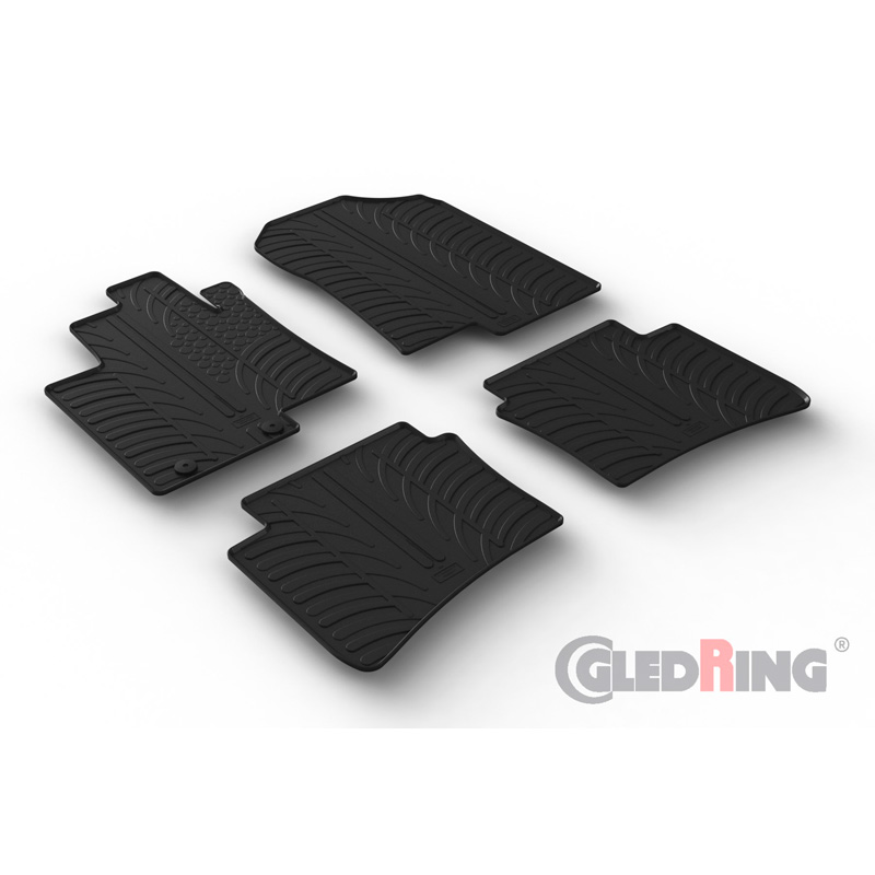 Rubber car mats set  Hyundai Bayon 2021- (T profile 4-pieces + mounting clips)