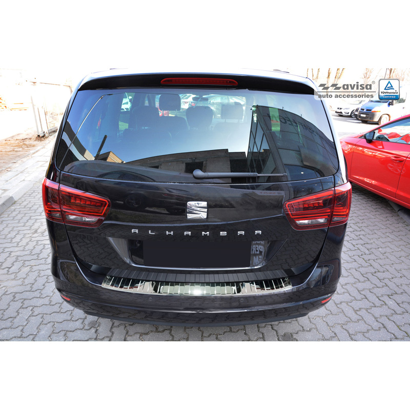 Chroom RVS Achterbumperprotector  Seat Alhambra & Volkswagen Sharan II 2010- 'Ribs'