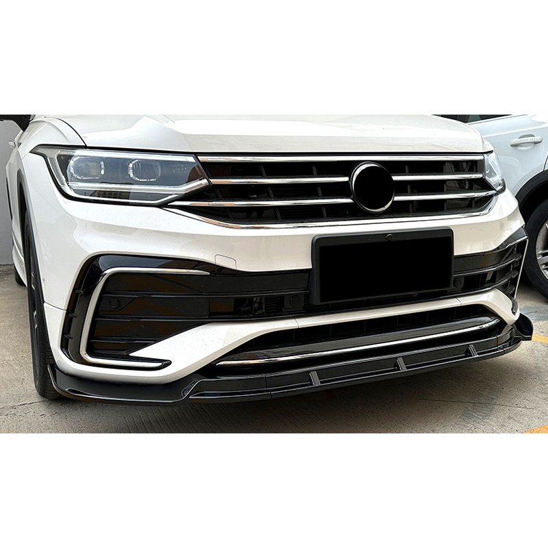 Front spoiler lip  Volkswagen Tiguan II R-Line Facelift 2020-2024 (Glossy Black ABS)