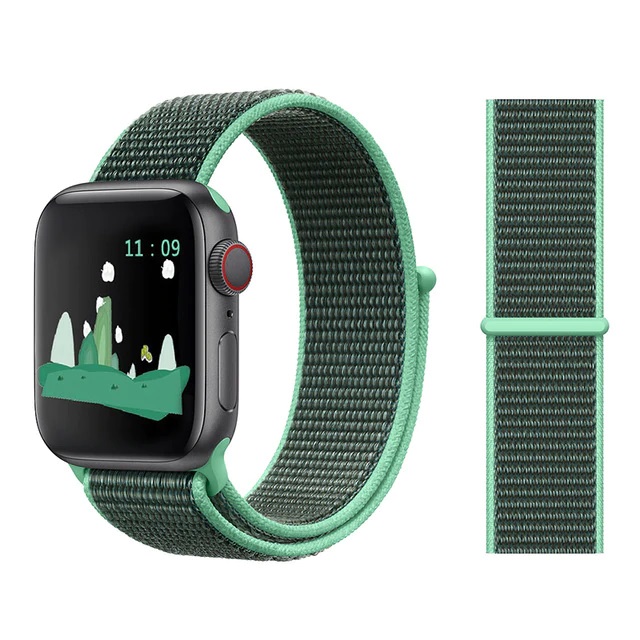 Apple watch nylon loop sport band - Soft Green