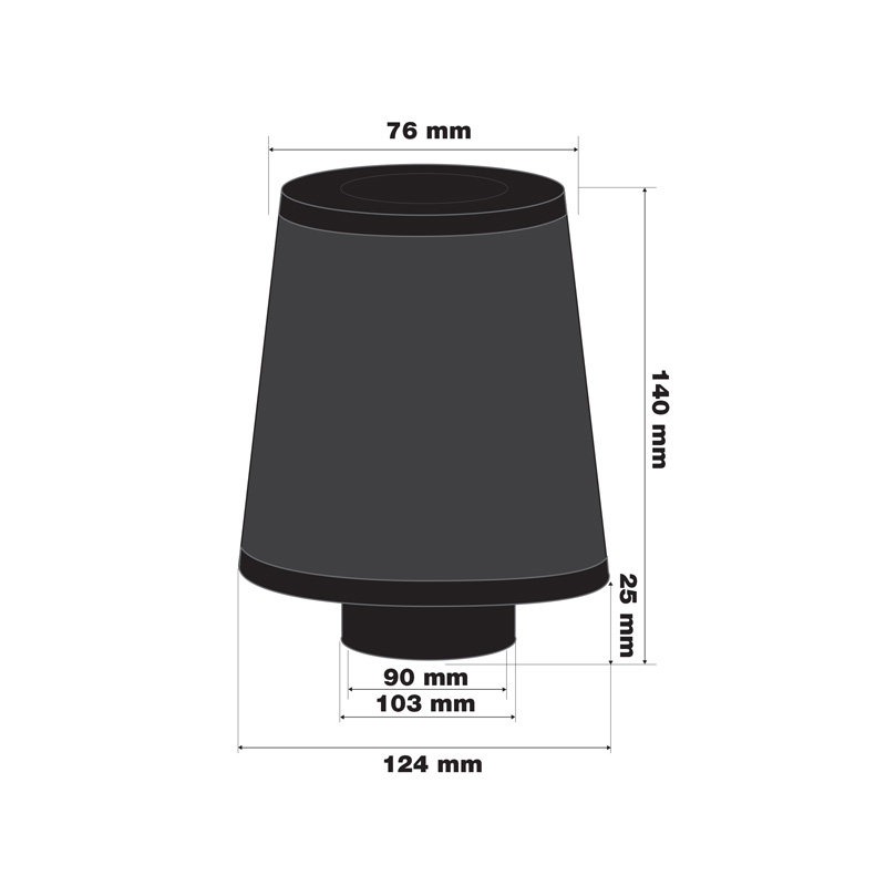Simoni Racing Foam Air Filter Universal - 124/76mm - Black - incl. 3 adapter rings