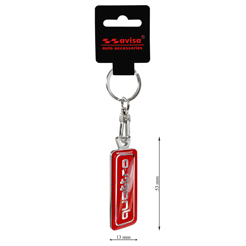 RVS sleutelhanger - 'Quattro' Rood