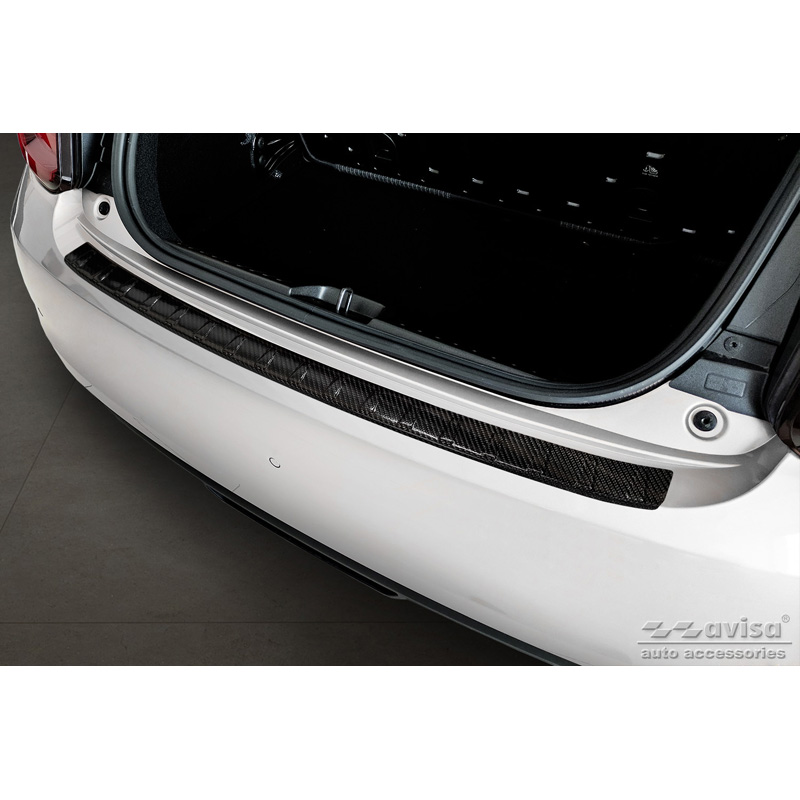 Echt 3D Carbon Achterbumperprotector  Fiat 500e Berlina, 3+1 & Cabrio 2020- 'Ribs'