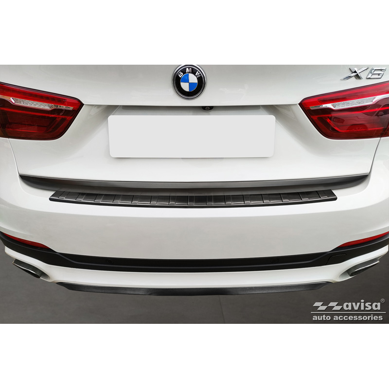 Black Stainless Steel Rear bumper protector  BMW X6 F16 2014-2019 'Ribs' excl. M-Package