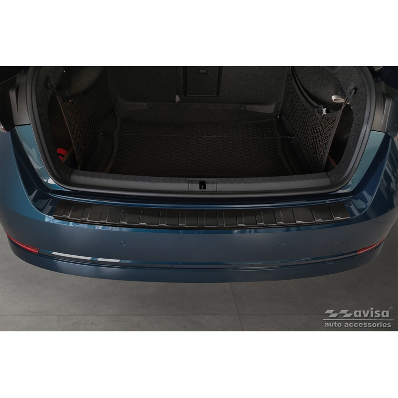Black Stainless Steel Rear bumper protector  Skoda Octavia IV Liftback 2020-2024 & FL 2024- 'Ribs'