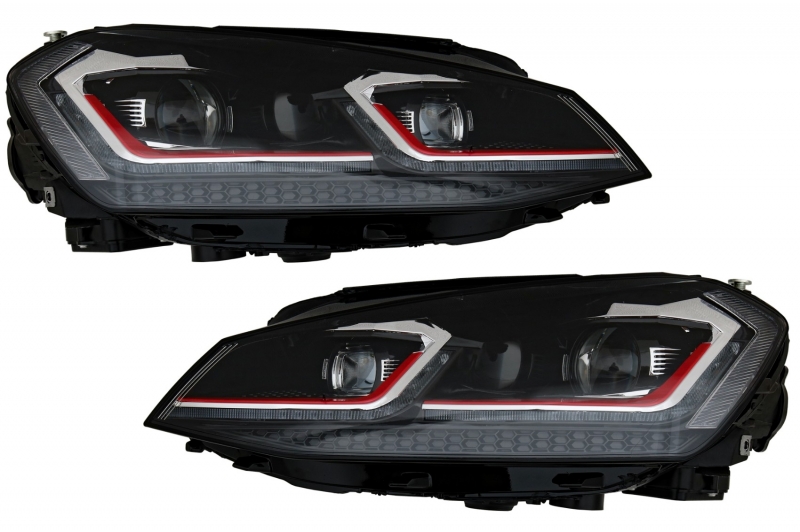 Headlights VW Golf VII GTI LED Daytime Running Lights 7.5 Facelift Look  With Dynamic Turn Signals
