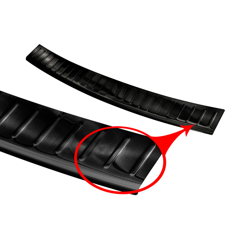 Black Stainless Steel Rear bumper protector  Volkswagen T-Cross 2019-2024 & FL 2024- 'Ribs'