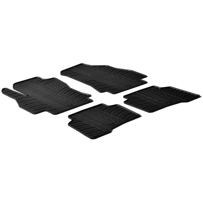 Rubber car mats set  Citroen Nemo / Peugeot Bipper / Fiat Fiorino & Qubo 2008- (T profile 4-pieces)