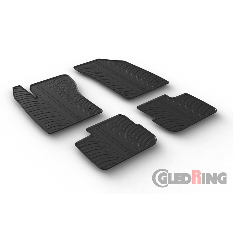 Rubber car mats set  Fiat Tipo Sedan 2016- (manual) (T profile 4-pieces + mounting clips)
