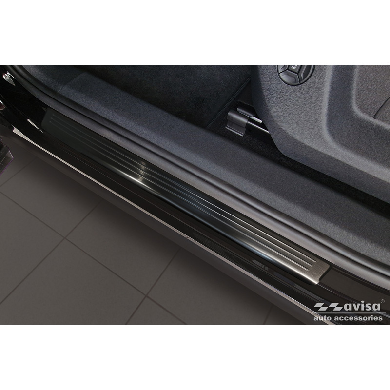 Black Inox door sill protectors  Volkswagen Tiguan III (CT1) 2024- - 'Lines' - 4-pieces