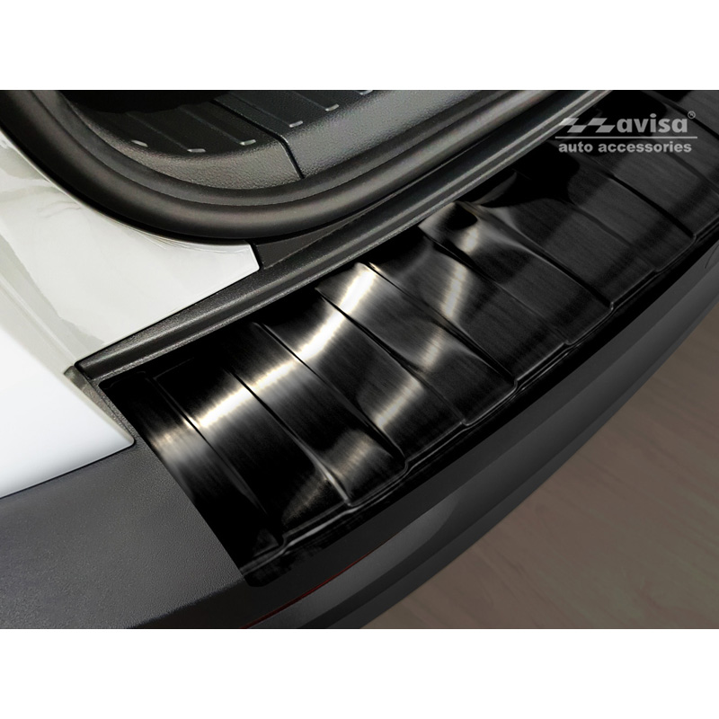 Black Stainless Steel Rear bumper protector  Skoda Karoq 2017-2022 'Ribs'