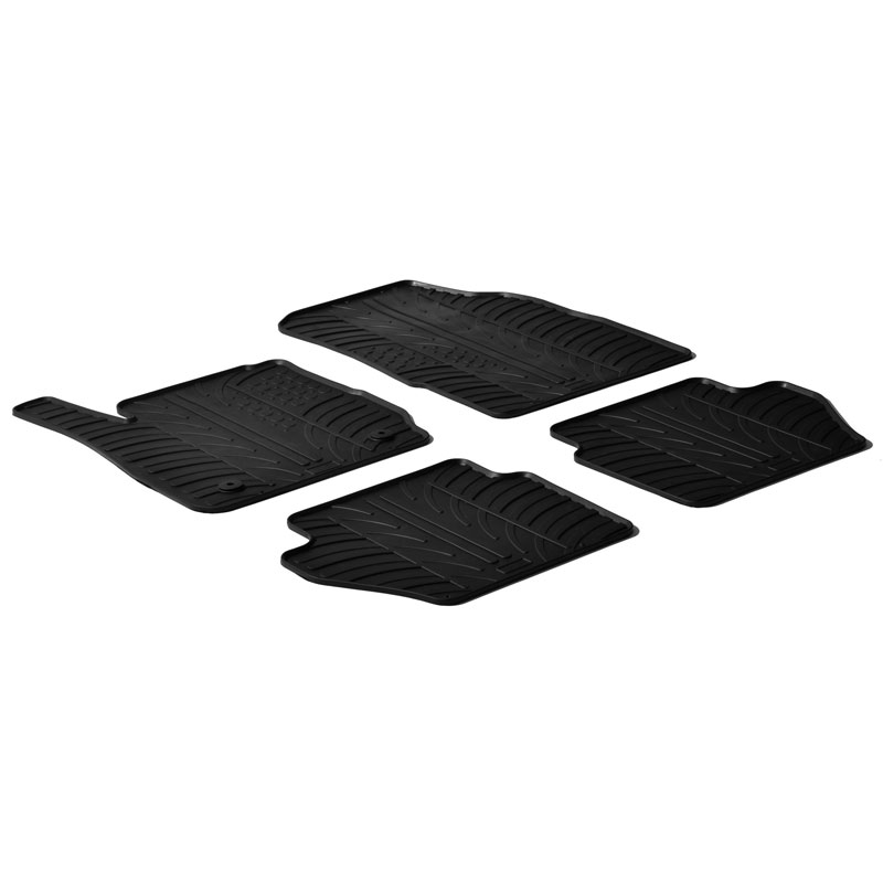 Rubber car mats set  Ford Fiesta VII 2008-2017 (T profile 4-pieces + mounting clips)