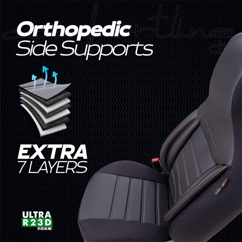 Universelle Leder/Stoff 'CityBug' Sitzbezüge 'Comfortline' Schwarz/Grau - 9-Teilig- - passend für Side-Airbags