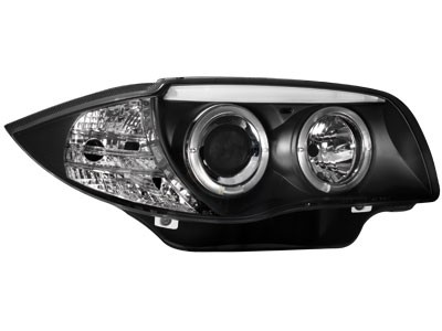 Koplampen BMW 1 Serie E87 Angel Eyes zwart