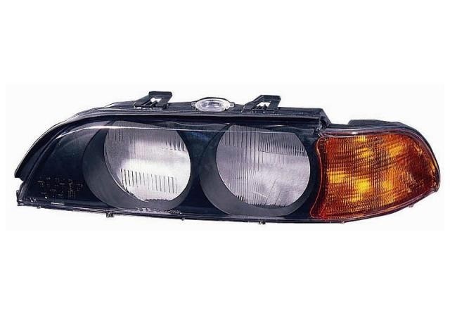 koplampglas, H7+HB3, oranje knipper, links,-09/2000 BMW 5 serie