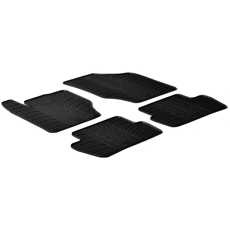 Rubber car mats set  Citroen C4 5-doors 2010-2018 (T profile 4-pieces + mounting clips)