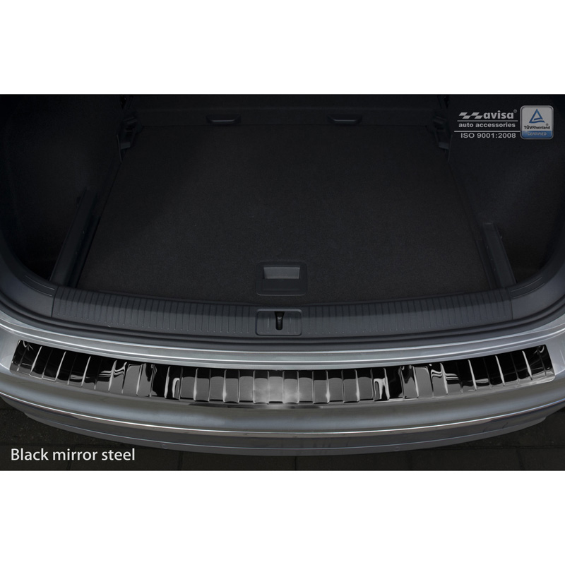 Black Mirror Stainless Steel Rear bumper protector  Volkswagen Tiguan II incl. Allspace & R-Line 2016-2020 & FL 2020-2024 'Ribs'