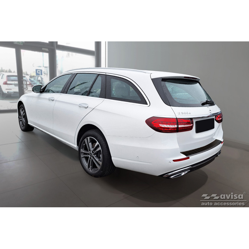 Matt Black Stainless Steel Rear bumper protector  Mercedes E-Class W213 Kombi 2016- 'Ribs'