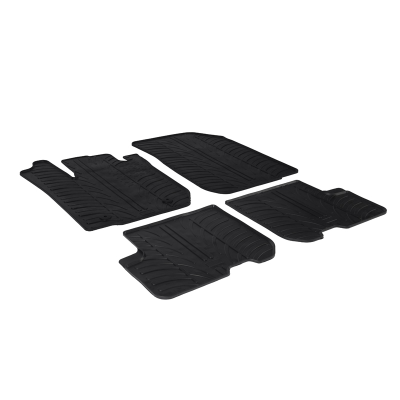 Rubber car mats set  Dacia Sandero 2012-2020 & Logan 2013- ( T profile 4-pieces + mounting-clips)