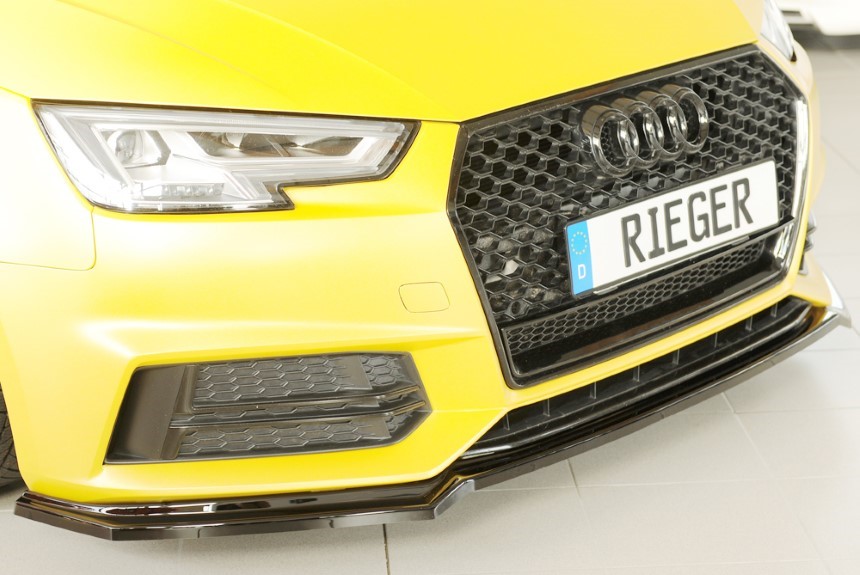 Voorspoiler Audi A4/S4 B9 Rieger glans zwart