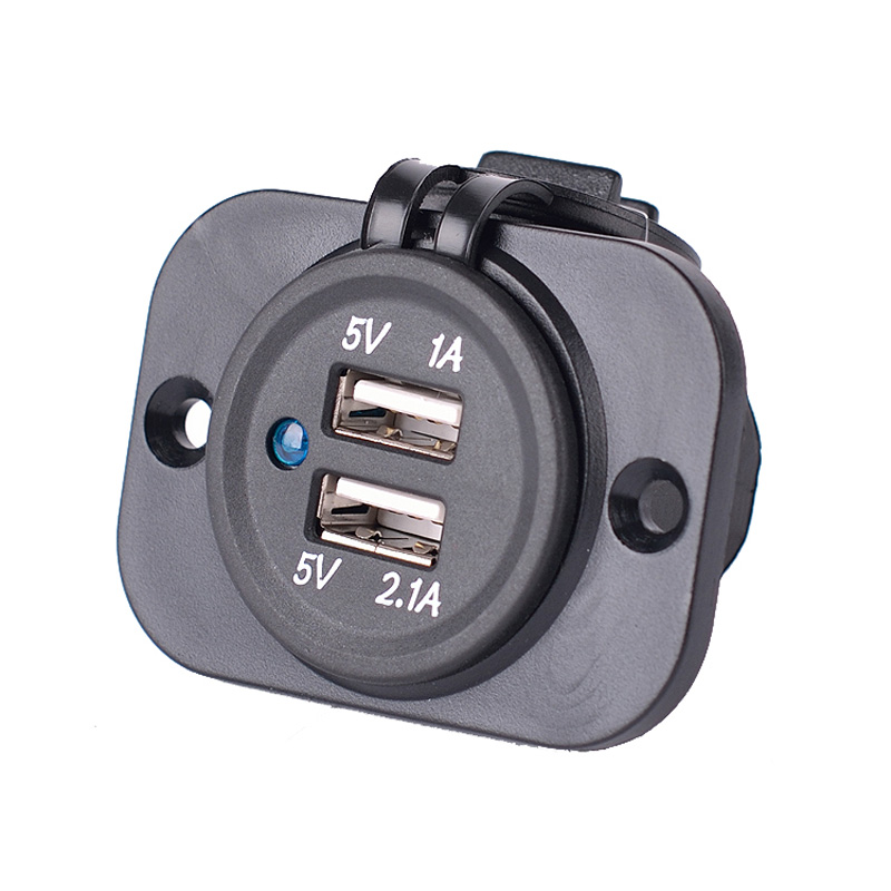 Inbouw USB Adapter 2xUSB 5V-2,1A&1A/Input 12V-24V