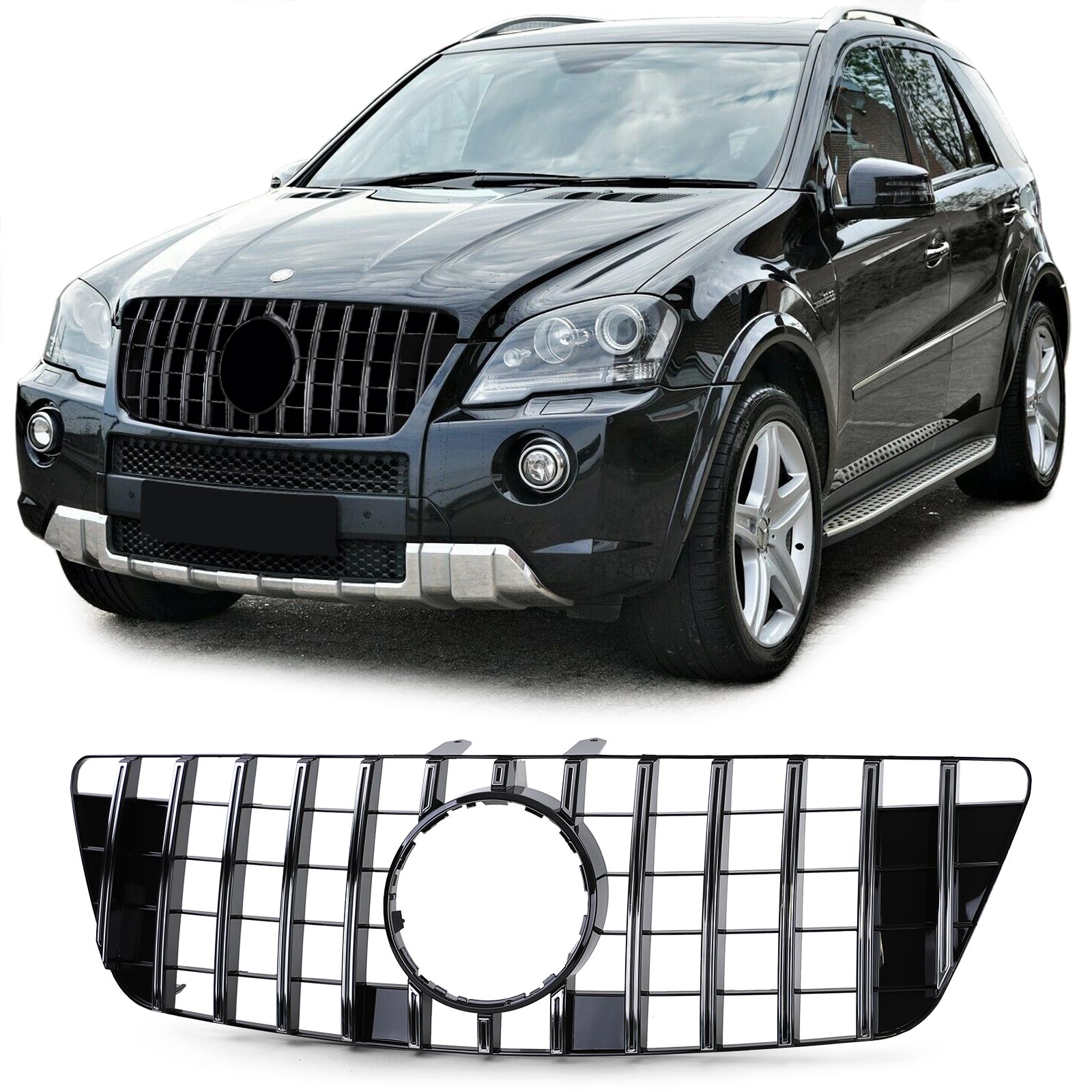 Mercedes ML W164 facelift GTR design grill zwart chroom
