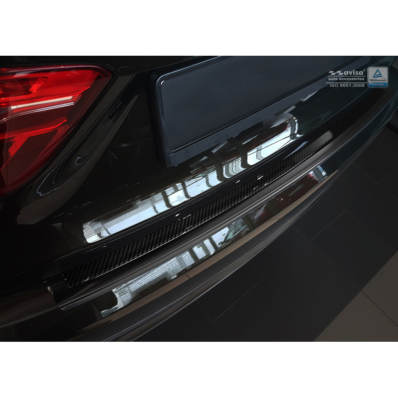 RVS Achterbumperprotector 'Deluxe'  BMW X6 F16 2014-2019 Zwart/Zwart Carbon  excl. M-Pakket