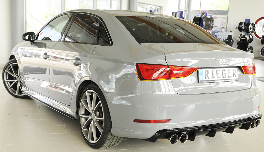 Achter diffusor Rieger Audi A3 8V 12-16 Sedan/Cabrio S-line Glans Zwart
