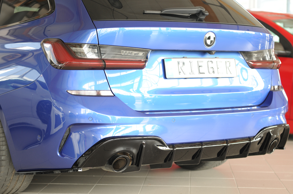 Diffuser BMW 3 Serie G20 Rieger Glans Zwart met Trekhaak