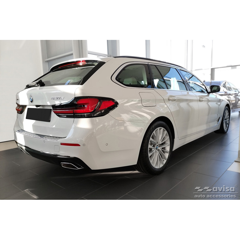 Stainless Steel Rear bumper protector  BMW 5-Series G31 Touring Facelift 2020-2024 excl. M-Sport 'Ribs'