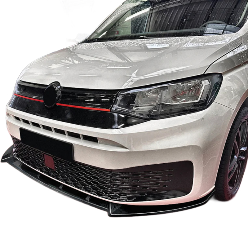 Front spoiler lip  Volkswagen Caddy V 2020- (Glossy Black ABS)