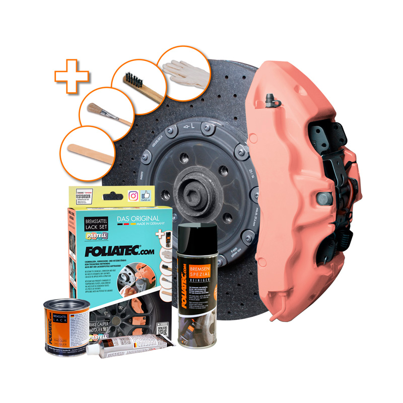 Foliatec Brake Caliper Lacquer Set - Juicy Peach (Pastel) - 3 Components