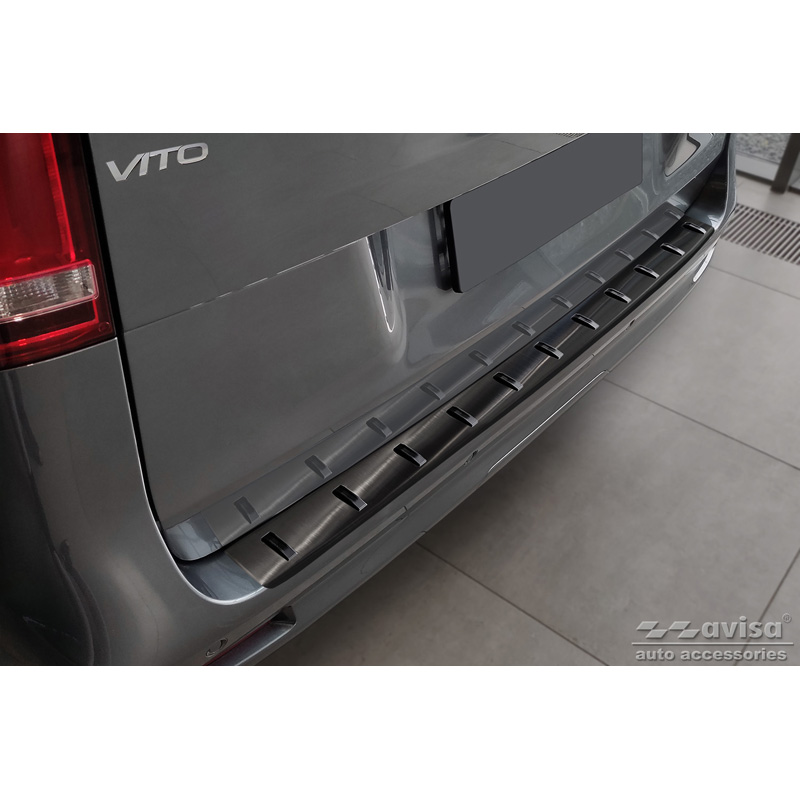Black Stainless Steel Rear bumper protector  Mercedes Vito / V-Class 2014-2019 & Facelift 2019- (with Hatch) 'STRONG EDITION'