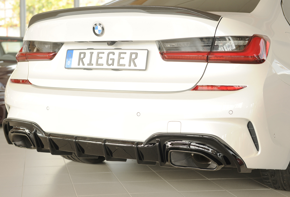 Diffuser BMW 3 Serie G20 M340i Rieger Glans Zwart voor Trekhaak