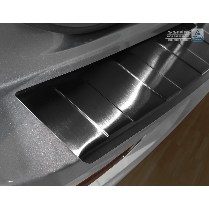Zwart RVS Achterbumperprotector  Volvo XC60 II 2017-2021- & FL 2021- incl. R-Design 'Ribs'