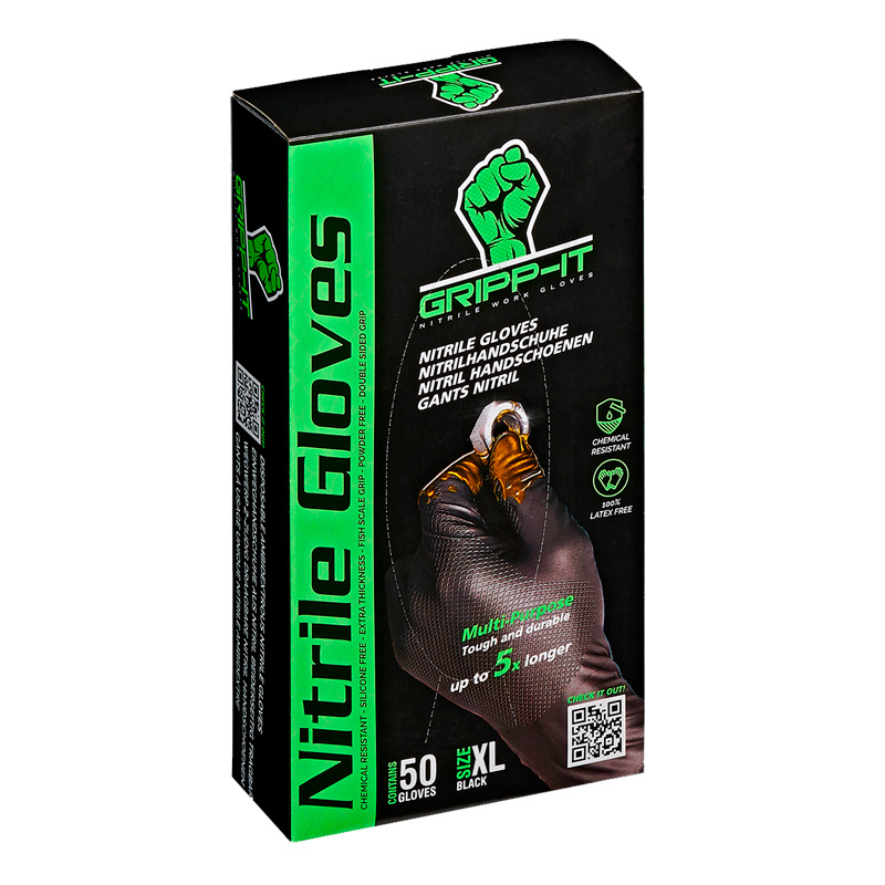Gripp-It Nitrile Gloves - size XL - Black - Dispenserbox of 50 pcs