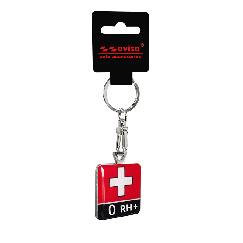 RVS sleutelhanger - 'Blood Type' 0 RH+