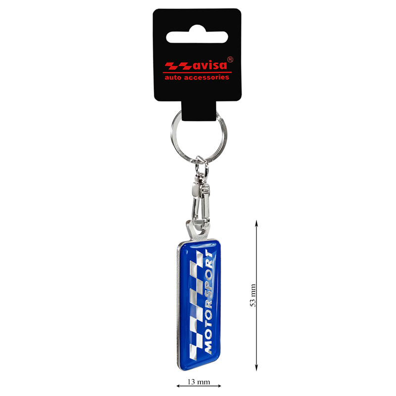 RVS sleutelhanger - 'Motorsport' Blauw