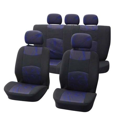 Stoelhoesset 9-delig 'Classic' zwart/blauw