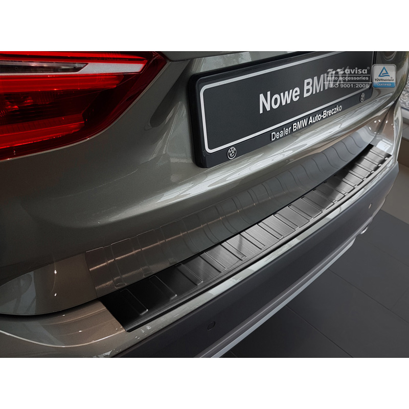 Black Stainless Steel Rear bumper protector  BMW X1 E84 2012-2015 'Ribs' excl. M-package