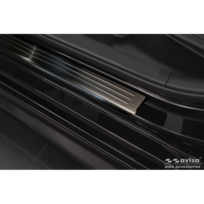 Black Inox door sill protectors  Honda Civic XI 2022- 'Lines' - 4-pieces
