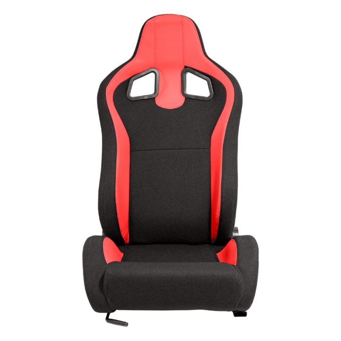 Sport seat 'MR' - Black Synthetic leather + Red Pine Fabric- Dual-side reclinable back-rest - incl. slides