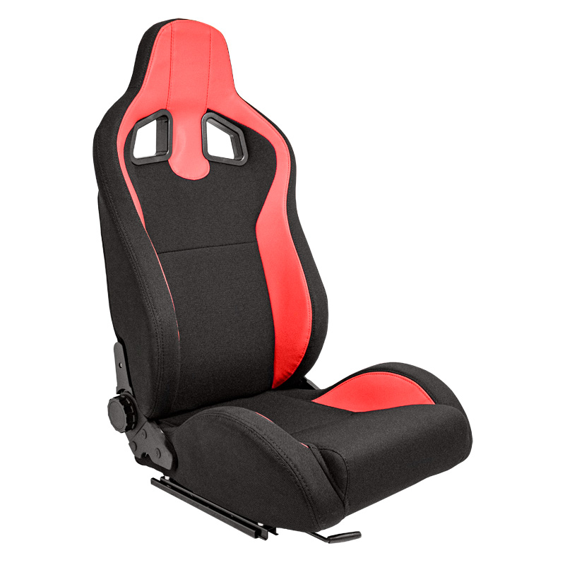 Sport seat 'MR' - Black Synthetic leather + Red Pine Fabric- Dual-side reclinable back-rest - incl. slides