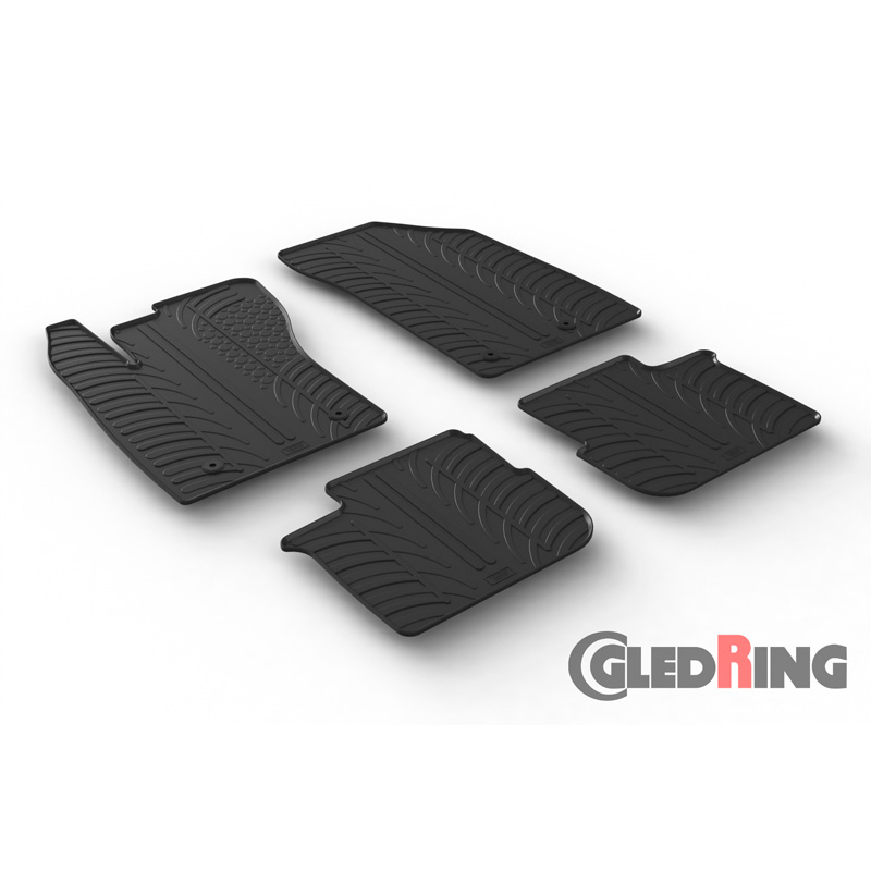Rubber car mats set  Fiat Tipo 5-doors/Kombi 2016-2021 (T profile 4-pieces + mounting clips)